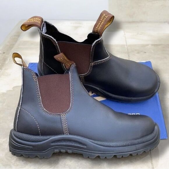 BLUNDSTONE 172 Leather Safety Work Chelsea Boot Stout Brown AUS 10.5 US Men 11.5 - Picture 6 of 16